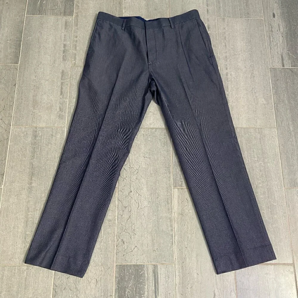 Banana Republic Non-Iron Tailored Slim Fit Cotton Pants Chinos Khakis Blue 35X32